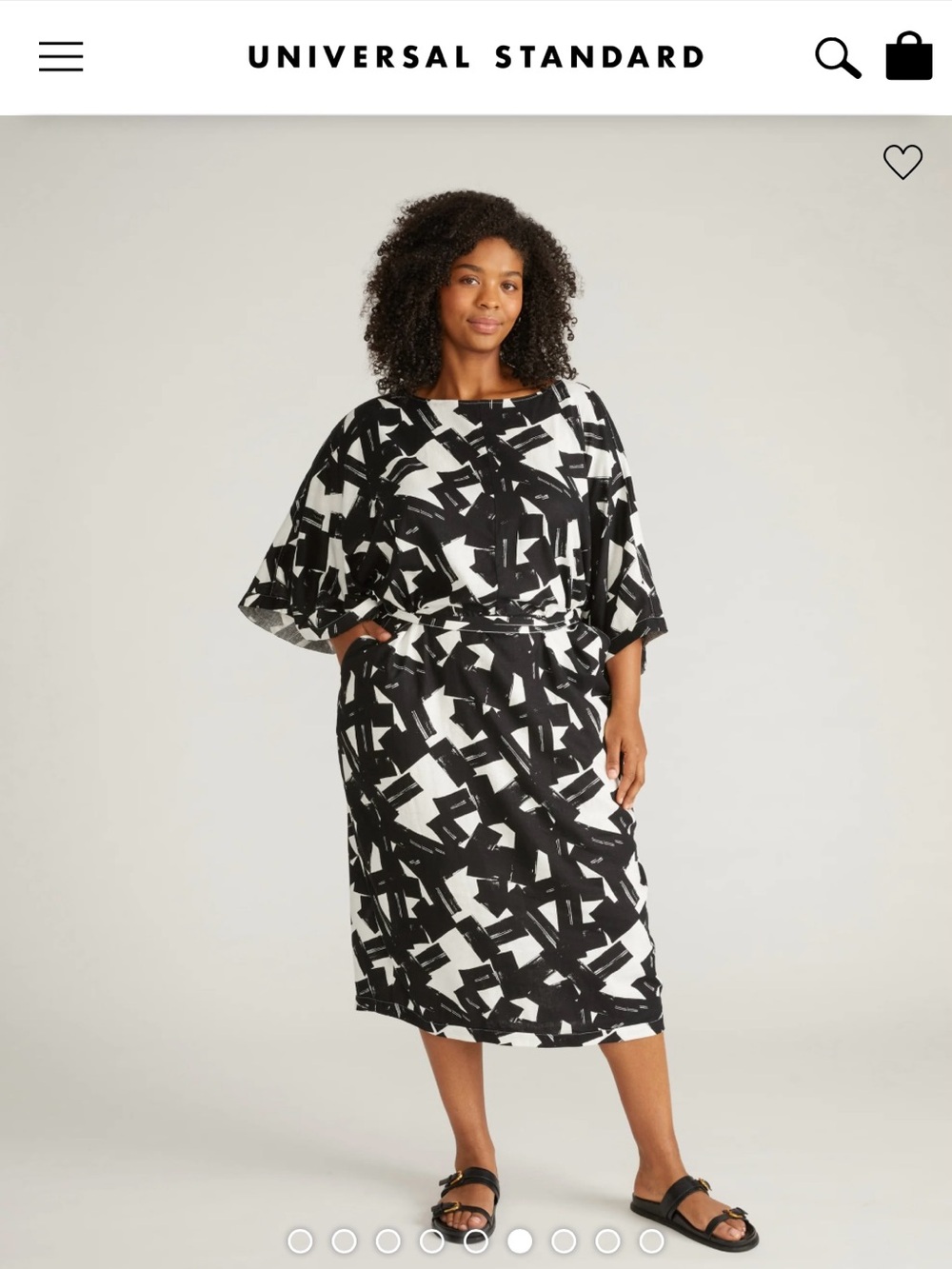 Universal Standard NWT Black and White Lio Linen Midi Dress